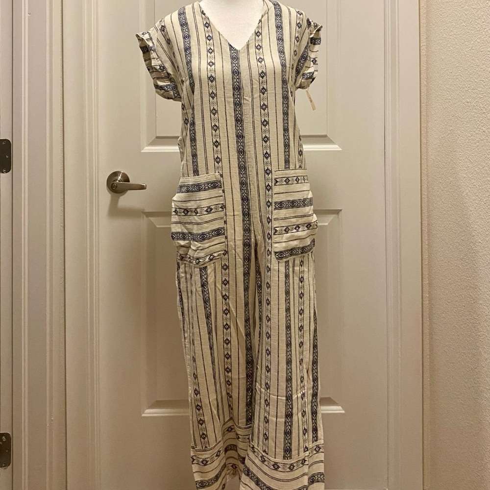 Monteau Linen-blend Boho Jumpsuit (XS)